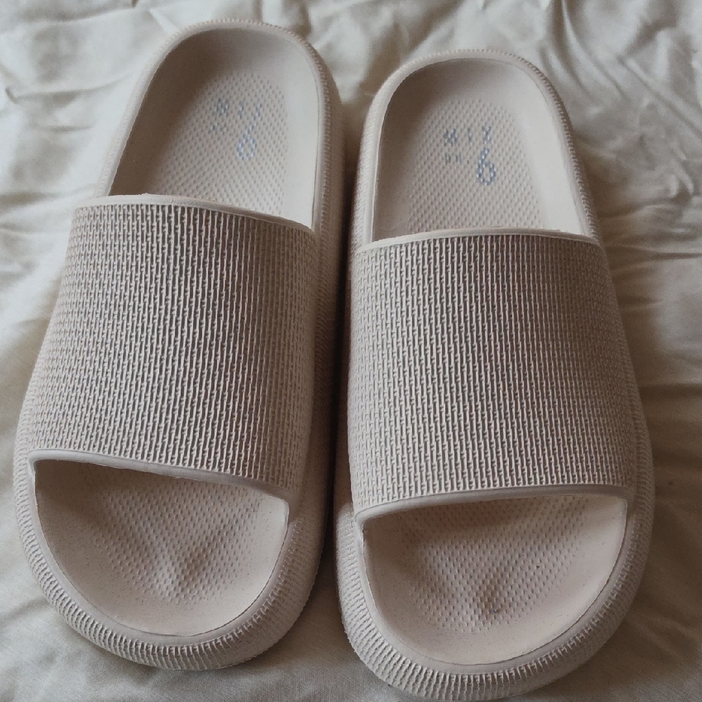 Beige Slide Sandals